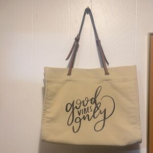 NWOT Good Vibes Only‎ Tan Tote Bag
